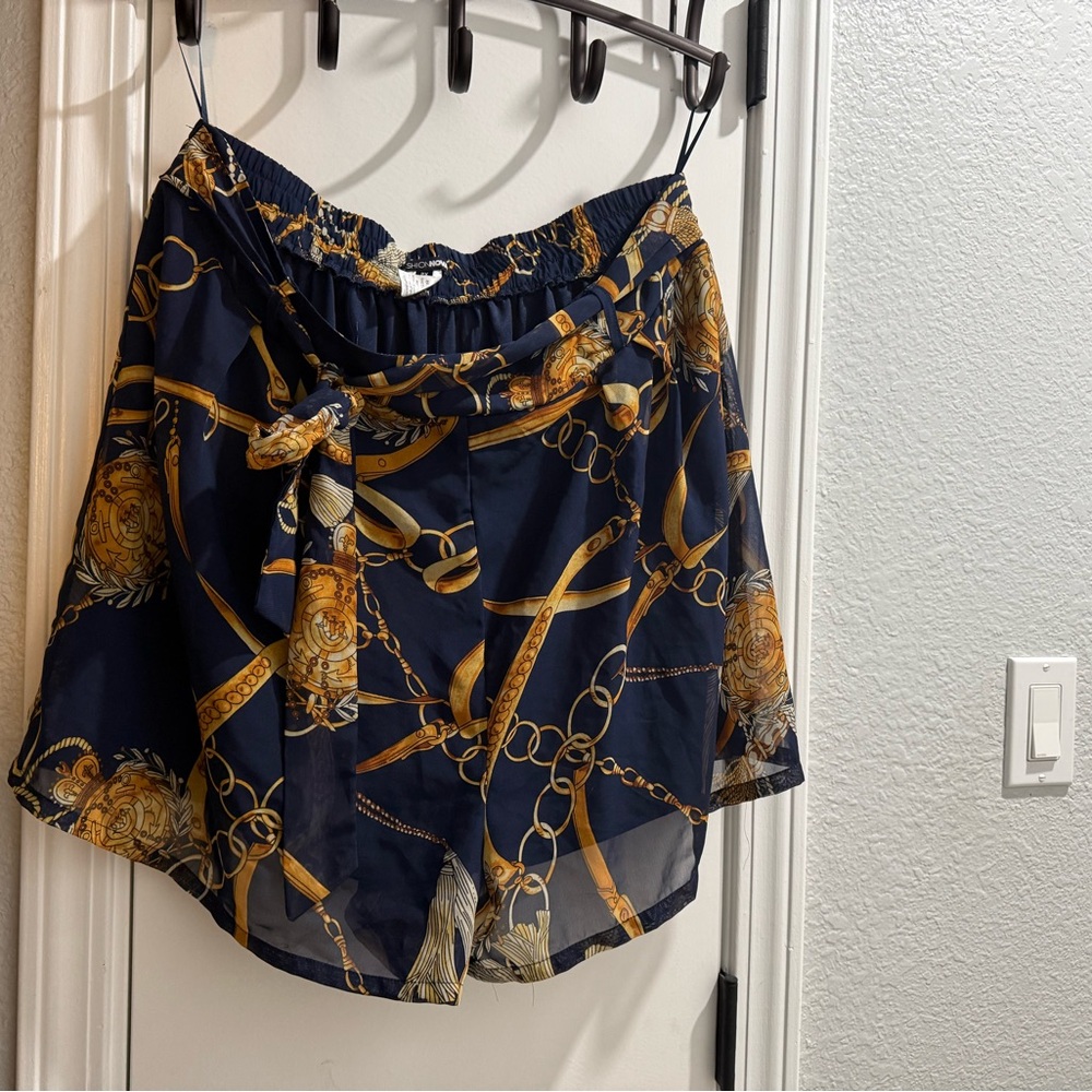 Fashion Nova Dark Blue Floral Skirt